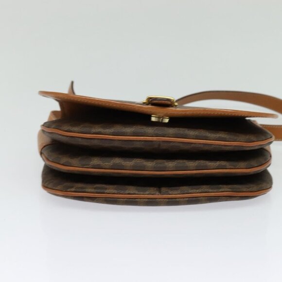 CELINE Macadam Canvas Shoulder Bag PVC Leather Brown Gold Auth 119835 - Picture 6 of 16